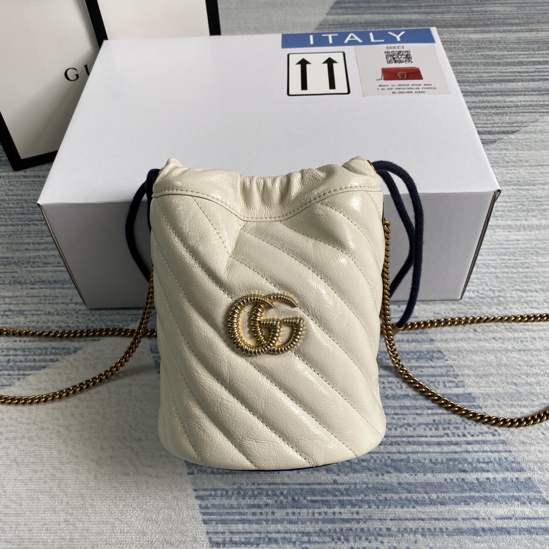 Gucci GG Marmont Mini Bucket Bag Shoulder Bag 575163 White